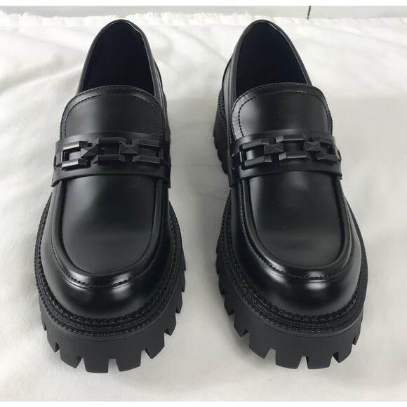 New Steve Madden Women's 10 Black Aerin Loafers Lug Sole - Picture 3 of 13